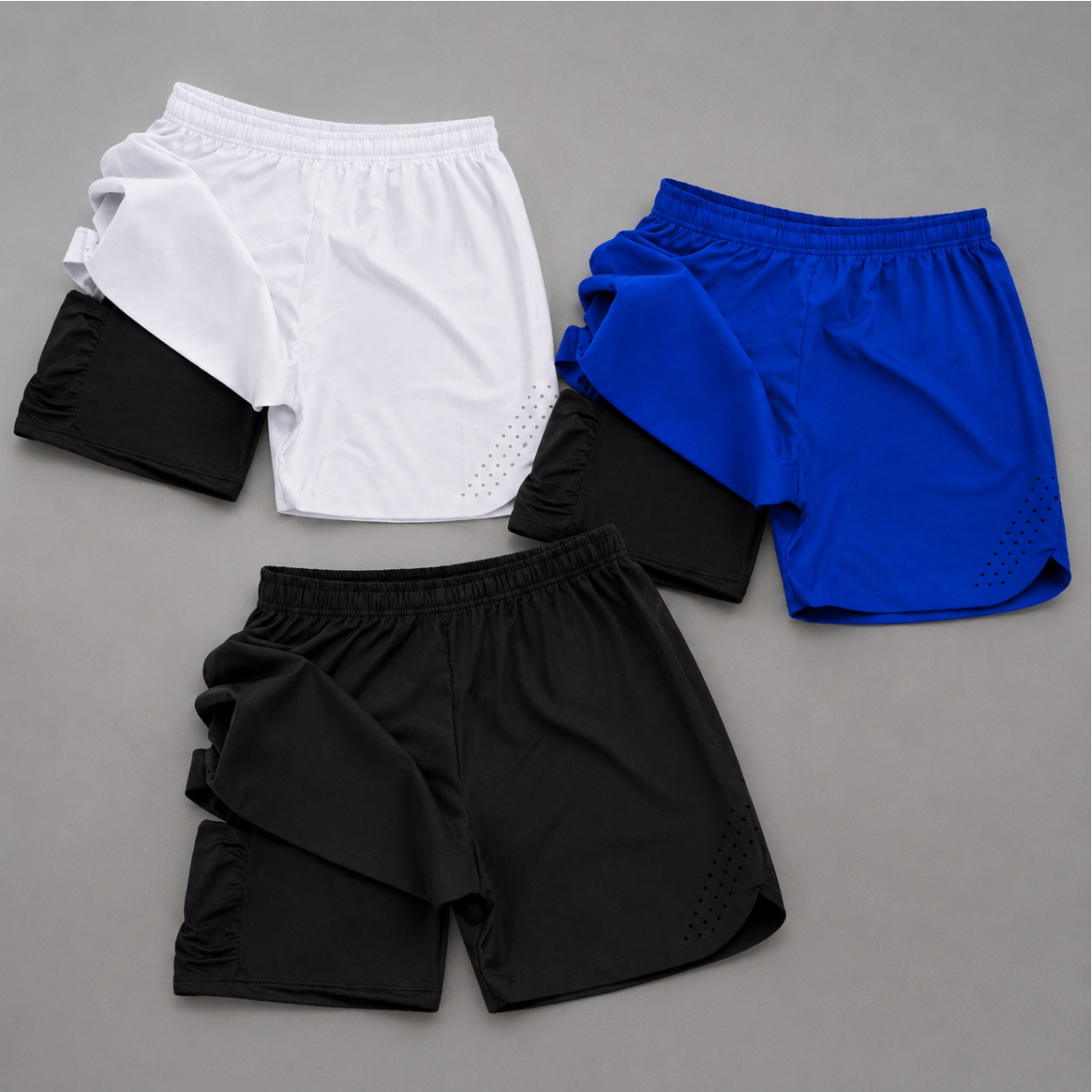 KIT 3 Bermuda 2 em 1 Compressão Elastano Masculina